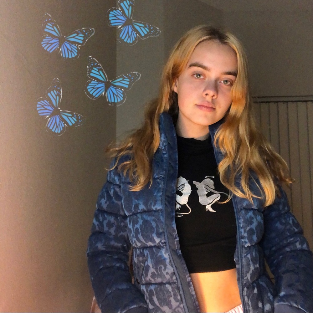 Blue vintage guess bomber jacket